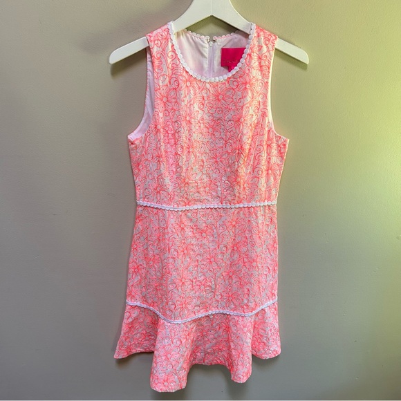 Lilly Pulitzer ~ new ~ Ellen Flounce Dress in Cantaloupe Lasercut Dot in size 4 - Picture 10 of 14